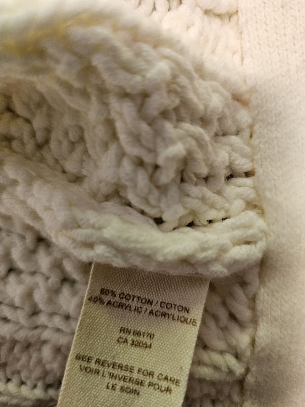 Free People Cable Knit Wrap Shrug Cream Size Medium Pompom Cotton Blend - Picture 8 of 8